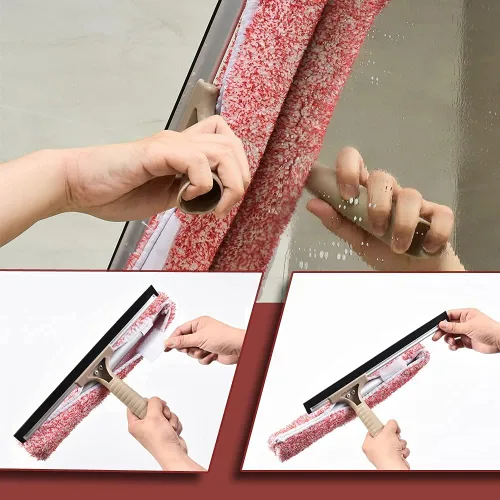 Miniatura 7 de Escobilla multiusos de ventana de 12 pulgadas con poste de aluminio ajustable de 6.7 a 49.4 pulgadas, limpiador de ventana de microfibra altamente