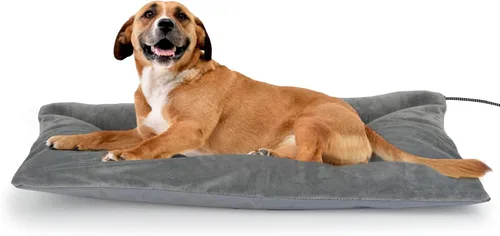 Miniatura 15 de Cama térmica para gatos al aire libre, almohadilla térmica suave para mascotas con cable envuelto en acero, calentador exterior de mascotas para Gris