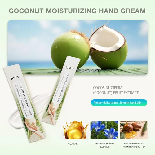 Miniatura 7 de Crema hidratante para manos, alivia y repara la loción de manos, crema de manos tamaño viaje, fragancia de coco, paquete de 20