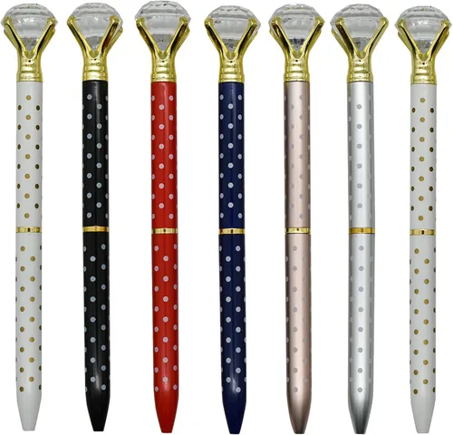 Miniatura 12 de Maydahui 12 bolígrafos de metal con diamantes grandes retráctiles, brillantes, para bodas, despedidas de soltera, fiestas