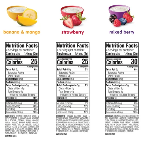 Happy Baby Organics Yogis - Bocadillos liofilizados de yogur y frutas, paquete variado (paquete de 6) y mordedor, paquete variado de 3 sabores, 12