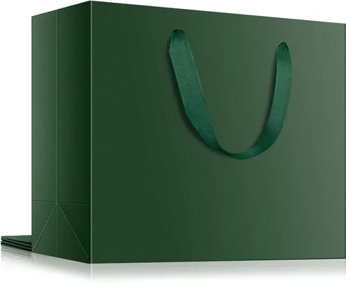 Miniatura 34 de EUSOAR Bolsas de regalo grandes negras, paquete de 12 bolsas de papel de compras de 16 x 6 x 12 pulgadas con asas, bolsa de mercancía de papel kraft