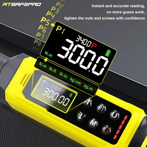 Miniatura 4 de ATsafepro Llave Dinamométrica Digital - Impulsor de 1/2 Pulgada y 5.1-340Nm (3.8-250.8 ft-lb), Llave Dinamométrica de Servicio Pesado con Zumbador