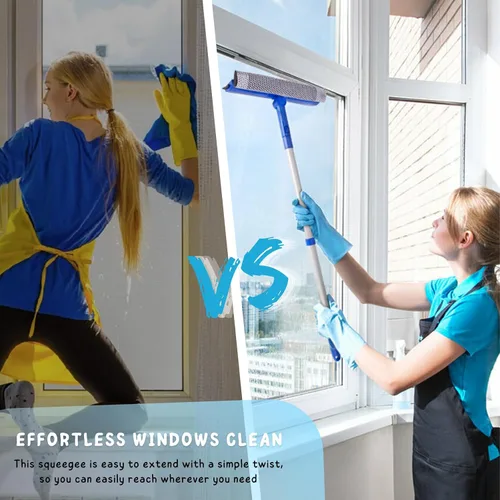 Miniatura 4 de Herramienta de limpieza de ventanas para el hogar con poste de extensión de 20 a 30 pulgadas, escobilla para limpieza del parabrisas del automóvil