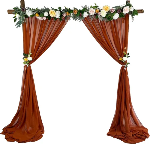 Miniatura 14 de Cortinas de fondo de gasa transparente de 10 x 10 pies (5 x 2 paneles), cortinas de tela de gasa para bodas, cortina larga transparente para sala