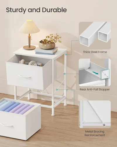 Miniatura 6 de SONGMICS Cajonera para dormitorio, cómoda con cajones, mesita de noche, acero, MDF, 2 cajones de tela no tejida, unidad organizadora