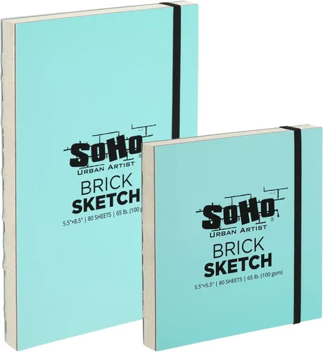 Miniatura 7 de SoHo Urban Artist Cuaderno de bocetos de ladrillo para bocetos, dibujos, lápices de colores, grafito y más, color negro, 5.5 x 5.5 pulgadas