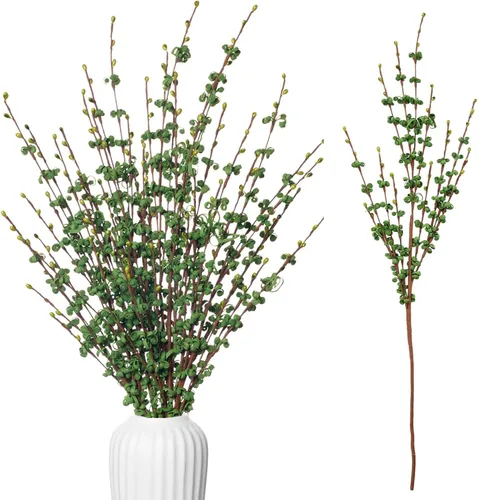 Miniatura 24 de Wootkey 10 Piezas Flores Artificiales de Jazmín de 29.5" de Largo Flores Falsas Ramas Secas para el Día de la Madre Hogar Oficina Bricolaje Arte