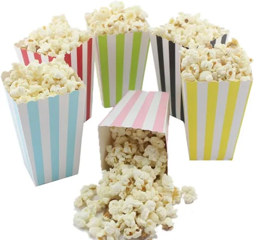Miniatura 3 de Tvoip 36 unids/lote de cajas de palomitas de maíz coloridas para dulces, alimentos y chocolate, bodas, cumpleaños y películas (negro)