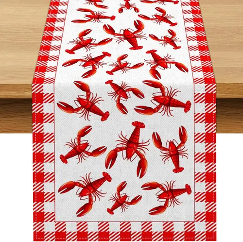 Pudodo Camino de mesa para hervir cangrejos y langosta y mariscos, a cuadros, a cuadros, cumpleaños, cocina, comedor, decoración del hogar (13 x 72