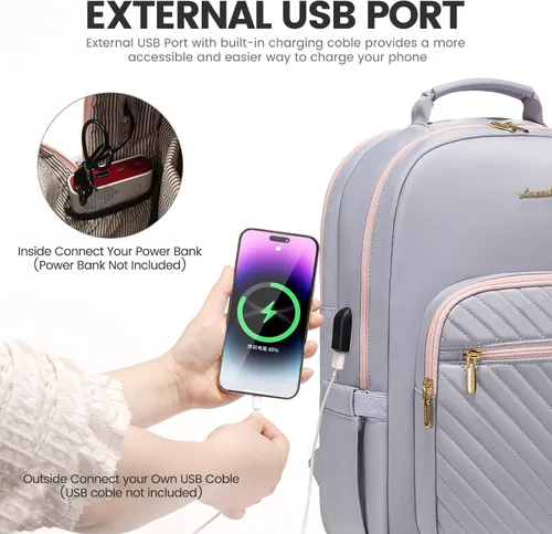 Miniatura 5 de LOVEVOOK - Mochila para laptop de 15.6 pulgadas para mujer, linda mochila de viaje con asa superior, mochila profesional para computadora, mochila