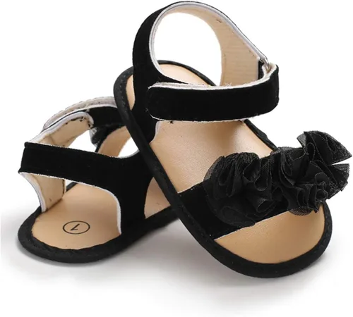 Miniatura 4 de COSANKIM Sandalias de verano para bebés y niñas con suela suave de flores, zapatos de vestir para cuna, recién nacidos, para recién nacidos