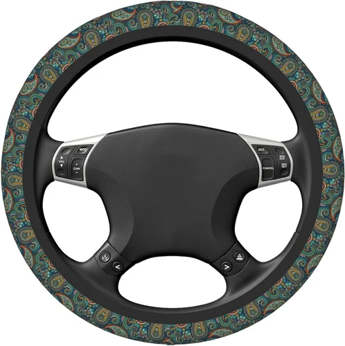 Miniatura 6 de Funda de volante de ajuste universal, accesorios para el interior del automóvil para mujeres y hombres, 15 pulgadas, transpirable, antideslizante