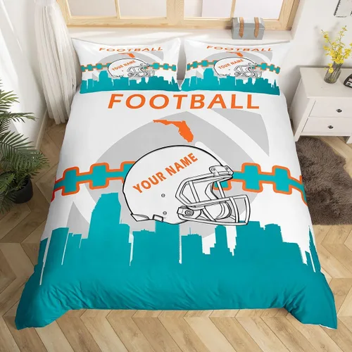 Miniatura 17 de Erosebridal Juego de funda de edredón personalizada para niños y niñas, juego de cama de jugadores de fútbol, funda de edredón de rugby con 1 funda