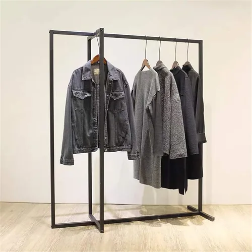 Miniatura 3 de Mlaea Perchero irregular, estante de tubo resistente con 2 rieles para colgar, tendedero de piso a techo para abrigos, pantalones, para tienda