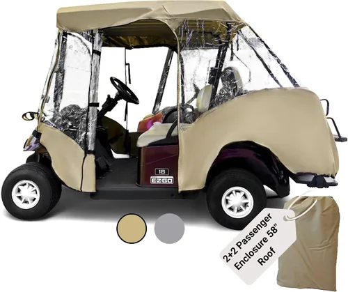 Miniatura 11 de Formosa Covers Cubierta de lluvia para carrito de golf actualizada 2+2, techo corto, EZGO, coche club, cremallera de puerta YKK duradera, bolsillos