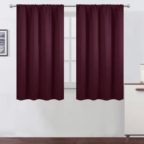 Miniatura 54 de LEMOMO Cortinas opacas negras para cocina, 42 x 45 pulgadas, juego de 2 paneles de cortinas opacas con bolsillo para cortinero para ventana pequeña