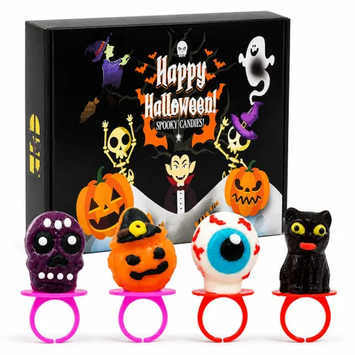 Miniatura 4 de Fruidles 12 anillos de dulces de Halloween, caramelos duros, envueltos individualmente (paquete de 12)