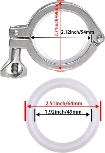 Miniatura 4 de Juego de accesorios sanitarios sanitarios de alta resistencia con tres abrazaderas, incluye accesorio sanitario de 2 pulgadas + abrazadera triple +