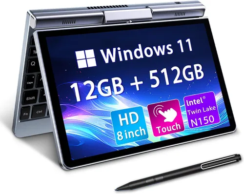 Miniatura 7 de Mini Laptop 8" 2-in-1, Laptop Computer Win 11, Intel N95(up to 3.4GHz), 12GB RAM 256GB SSD, Touchscreen HD, Backlit Keyboard, Lightweight Portable
