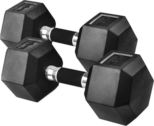 Miniatura 11 de Yes4All - Mancuernas hexagonales con revestimiento de goma antideslizante – Pesos de mano con agarre antideslizante, juego de 5-50 libras