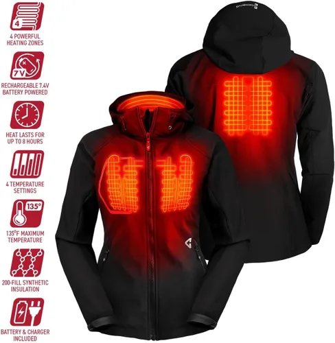 Miniatura 3 de Gerbing Chaqueta térmica Torrid 2.0 Softshell para mujer, ropa térmica con batería de 7 V, deportes de invierno, camping, caza
