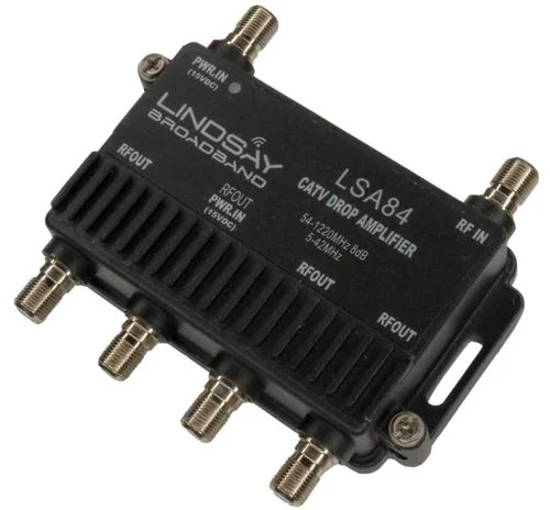 Miniatura 2 de Cable de 4 puertos TV/Antena/HDTV/Internet Amplificador/Amplificador/Divisor de Señal Digital con Retorno Pasivo, Terminadores F59 (Lindsay LSA84)