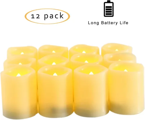 Miniatura 3 de Candle Choice Paquete de 12 velas votivas LED sin llama, funciona con baterías, velas de mesa de plástico, decoración del hogar, bodas, fiestas