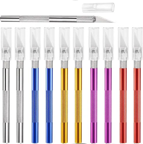 Miniatura 11 de Juego de 15 cuchillos Exacto, cuchillos para pasatiempos, suministros de regreso a clases, kit de cuchillos para manualidades, manualidades, álbumes