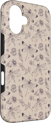 Miniatura 3 de Vintage Dragonfly Tan Sand Beige Wildflower Floral Flower Case for iPhone 16