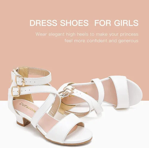 Miniatura 3 de Dufannie Zapatos de vestir con purpurina para niñas y niños pequeños y grandes, zapatos de vestir con flores