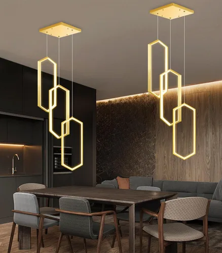 Miniatura 4 de Lámpara colgante regulable de 3 anillos para ajustar mini lámpara LED de techo para cocina, isla, comedor, sala de estar, dormitorio, dorado