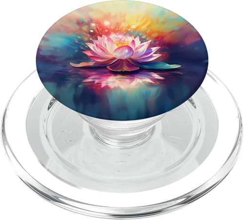 Miniatura 8 de PopSockets de acuarela de meditación de yoga de flor de loto PopGrip intercambiable