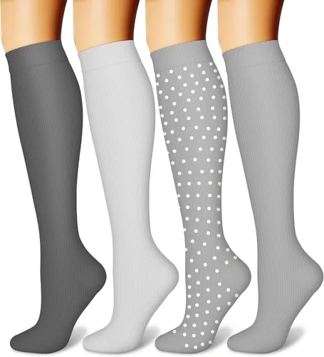CHARMKING Calcetines de compresión para mujeres y hombres (4 pares) de 15 a 20 mmHg es el mejor apoyo para atletismo, correr, ciclismo