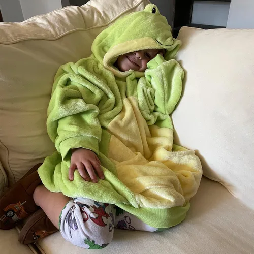 Miniatura 4 de Manta con capucha - Manta con capucha para niños - Manta portátil para niños - Almohada de felpa Rana