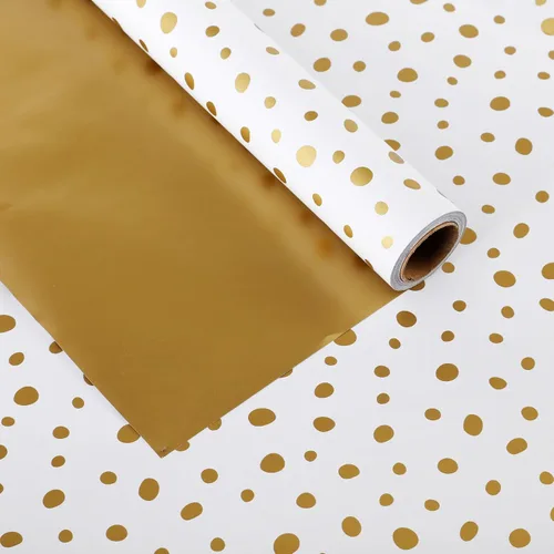 Miniatura 9 de Miss DuiDui Rollo de papel de regalo de puntos, 17 x 315 pulgadas, papel de regalo con diseño de puntos de aluminio coloridos para fiestas