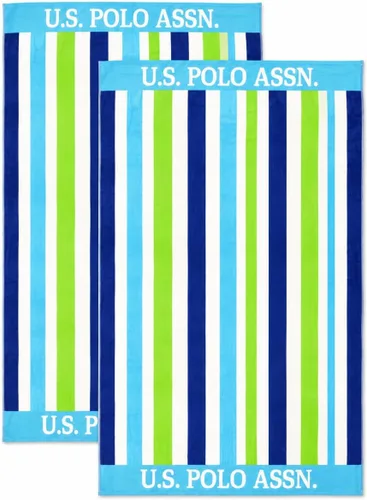 Miniatura 28 de U.S. Polo Assn. Toalla de playa de gran tamaño (40 x 70 pulgadas), diseño náutico a rayas, de lujo, algodón de felpa de calidad de hotel para baño