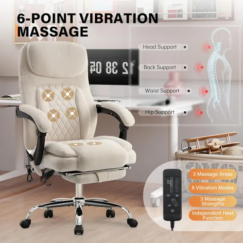 Miniatura 4 de Silla de oficina de masaje de 500 libras, sillas de oficina ejecutiva de 6 puntos de vibración y calor, silla de escritorio cómoda reclinable