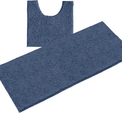 Miniatura 26 de LuxUrux Juego de 2 tapetes de baño de felpa extrasuave, material de microfibra de felpilla de 1 pulgada, color verde súper absorbente