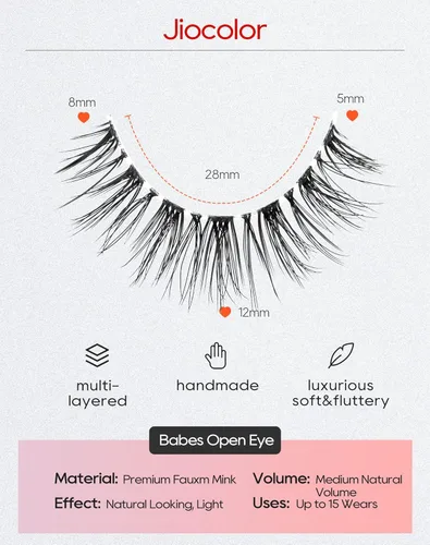 Miniatura 2 de Jiocolor Pestañas naturales pestañas postizas finas pestañas postizas cortas aspecto natural banda transparente pestañas postizas tira pestañas