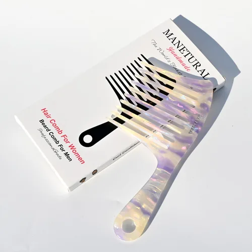 Miniatura 2 de D1 peine de dientes anchos de 7.4 pulgadas para una fácil portabilidad. Adecuado para mujeres y niñas cabello rizado, rizado y apretado, el diseño