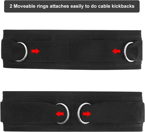 Miniatura 4 de Cinturón de cintura de neopreno acolchado con polea para gimnasio, correa con anillos para máquinas de cable, ejercicio de fitness, velocidad