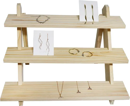 Soportes de exhibición de pendientes para la venta rústica de varios niveles Estante de joyería de exhibición al por menor Riser Pendiente Anillo