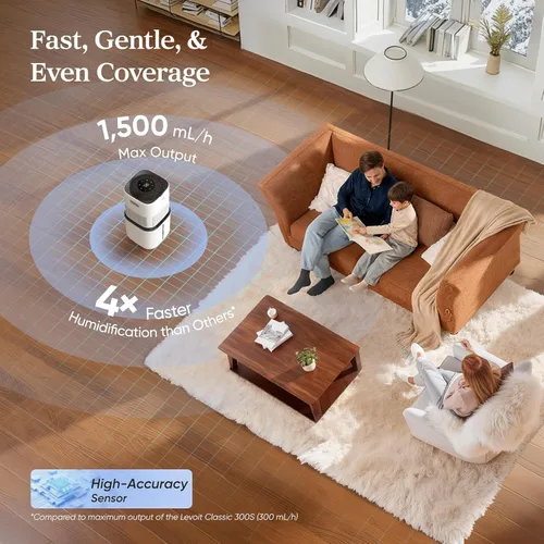 Miniatura 18 de LEVOIT Humidificadores evaporativos para dormitorio de bebé, filtros dobles de aire y agua, sensor separado, sin luz azul para luz nocturna de Blanco