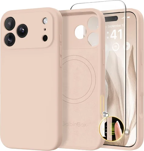 Miniatura 148 de GolbinBox Funda magnética para iPhone 17, compatible con MagSafe, cubierta de silicona integrada para control de cámara, funda de silicona líquida a