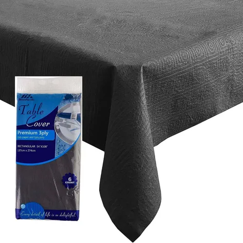 Miniatura 9 de [Paquete de 6] Manteles Cuadrados Negros de 54x54 Pulgadas, Mantel de Mesa de Papel Desechable para Mesas Cuadradas y Redondas, Cubierta de Mesa