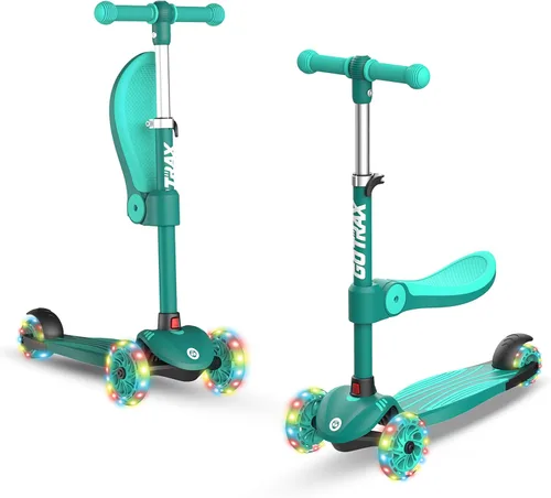 Gotrax KS3 - Patinete para niños, ruedas iluminadas LED, manubrio de altura ajustable y asiento extraíble, cubierta antideslizante inclinada para