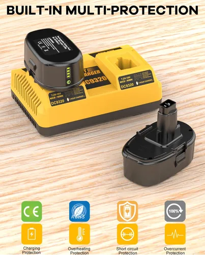 Miniatura 6 de Paquete de 2 baterías de litio de 7.0Ah de repuesto para batería Dewalt de 18 V DC9096 DC9098 DC9099 DE9039 DE9095 + 2 puertos DC9320 cargador dual