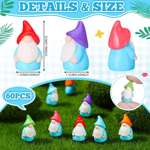 Miniatura 3 de Wonderjune Mini gnomos de resina a granel, pequeñas estatuas de hadas, pequeños gnomos en miniatura para paisaje, exterior, patio, césped, macetas