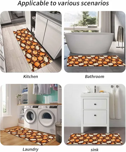 Miniatura 5 de Fall Pumpkins Bath Mat for Tub,Non Slip Bathroom Floor Runner Rug Quick Dry & Absorbent Diatomaceous Earth Shower Sink Kitchen Doormat,Thanksgiving